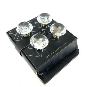 Tahari Home Sparkly Faceted Crystal and Silver Drawer Pulls Knobs